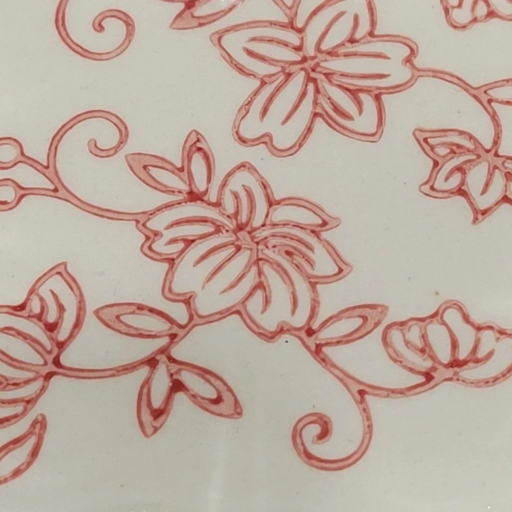 Serving Set Tray and 16oz Bowls Temp-tations Floral Lace Cranberry Red 3pc